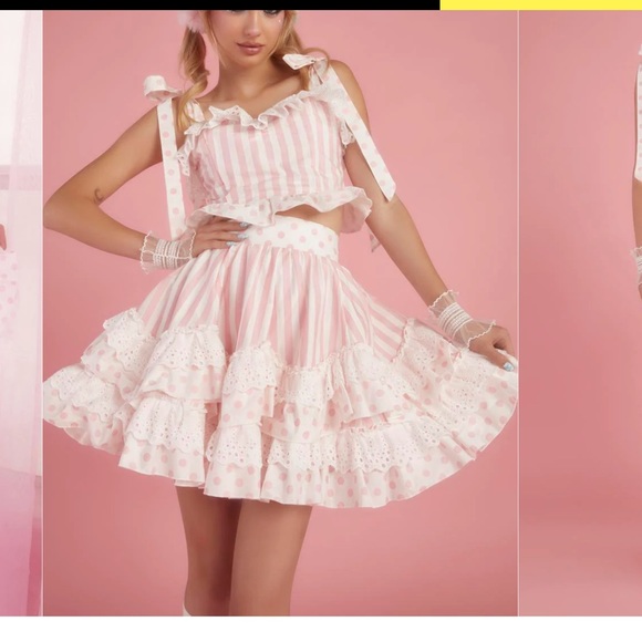 📍📍📍 ISO DOLLS KILL SUGAR THRILLZ HOLD YOUR APPLAUSE CROP TOP (XL) & Skirt (L) - Picture 2 of 5